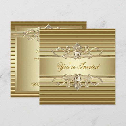 Elegante gouden feestuitnodigingen kaart (Voorkant / Achterkant)