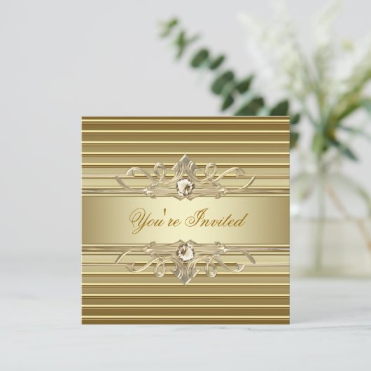 Elegante gouden feestuitnodigingen kaart (Staand voorkant)