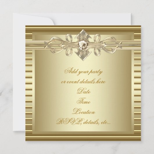 Elegante gouden feestuitnodigingen kaart (Achterkant)