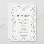 Elegante gouden filigraan eenvoudige bruiloft uitn kaart (Voorkant)