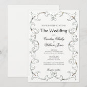 Elegante gouden filigraan eenvoudige bruiloft uitn kaart (Voorkant / Achterkant)