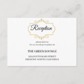 Elegante gouden filigraan op wit, bruiloft recepti informatiekaartje (Voorkant)