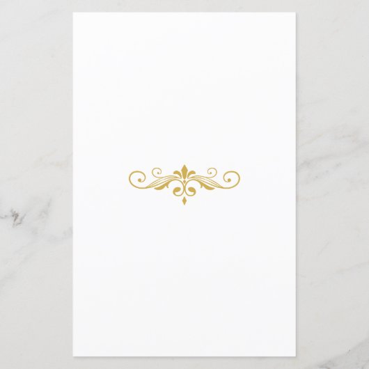 Elegante gouden filigraan op witte bruiloft Menu B (Achterkant)