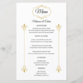 Elegante gouden filigraan op witte bruiloft Menu B (Voorkant)