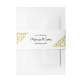 Elegante gouden filigraan op witte bruiloft uitnodigingen wikkel (Voorkant Voorbeeld)