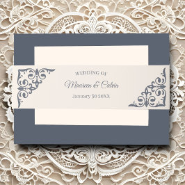 Elegante gouden filigraan op witte bruiloft uitnodigingen wikkel