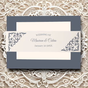 Elegante gouden filigraan op witte bruiloft uitnodigingen wikkel