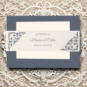 Elegante gouden filigraan op witte bruiloft uitnodigingen wikkel