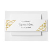 Elegante gouden filigraan op witte bruiloft uitnodigingen wikkel (Voorkant Voorbeeld)