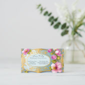 Elegante gouden filigraan roze bruiloft event plan visitekaartje (Staand voorkant)