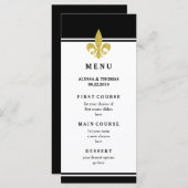Elegante Gouden Fleur de Lis Zwart en Wit Menu (Voorkant / Achterkant)