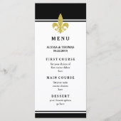 Elegante Gouden Fleur de Lis Zwart en Wit Menu (Voorkant)