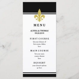 Elegante Gouden Fleur de Lis Zwart en Wit Menu