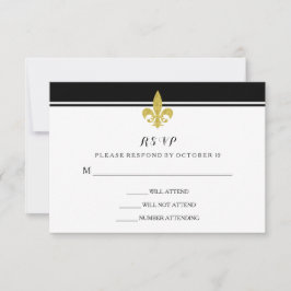 Elegante gouden Fleur de Lis zwart en wit RSVP