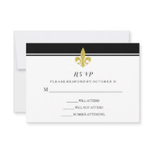 Elegante gouden Fleur de Lis zwart en wit RSVP