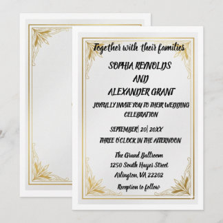 Elegante gouden folie acryl trouwuitnodiging kaart