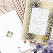 Elegante gouden folie Art Deco bruiloft Folie Uitnodiging