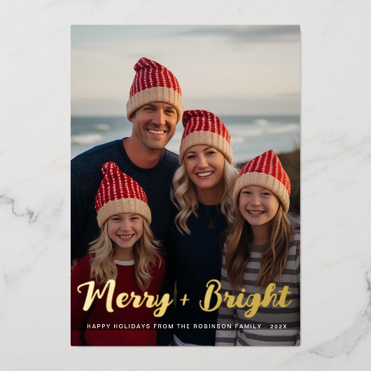 elegante gouden folie belettering Christmas Holida Folie Feestdagenkaart (Voorkant)