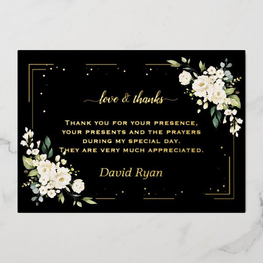 Elegante GOUDEN FOLIE Bevestiging Dank u kaart (Voorkant)