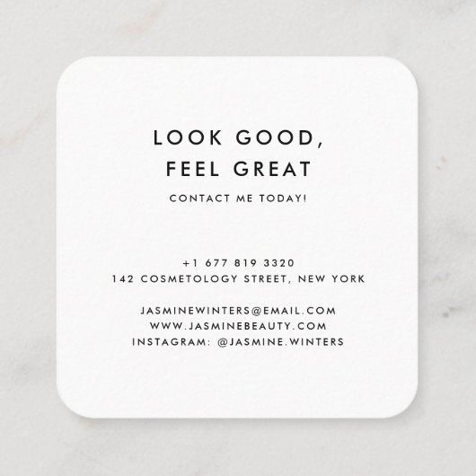 Elegante gouden folie blauw marmer waterverf minim vierkante visitekaartje (Achterkant)