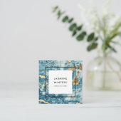 Elegante gouden folie blauw marmer waterverf minim vierkante visitekaartje (Staand voorkant)