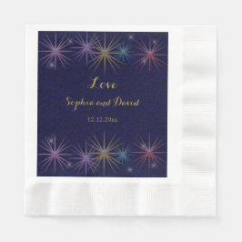 Elegante gouden folie blauwe glitter bruiloft servetten