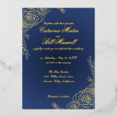 Elegante gouden folie Bloemen bruiloft uitnodiging (Voorkant)