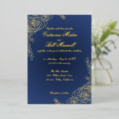 Elegante gouden folie Bloemen bruiloft uitnodiging (Staand Voorkant)