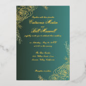 Elegante gouden folie Bloemen bruiloft uitnodiging (Voorkant)