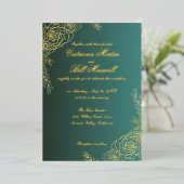 Elegante gouden folie Bloemen bruiloft uitnodiging (Staand Voorkant)