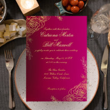 Elegante gouden folie bloemige trouwuitnodiging