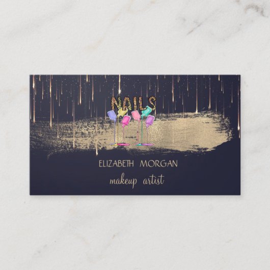 Elegante gouden folie borstel beroerte druppels na visitekaartje (Voorkant)