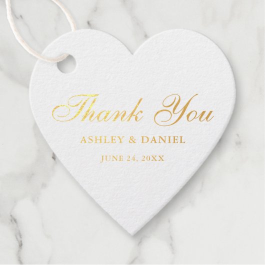 Elegante gouden folie bruiloft dank u | Foto Terug Bedankjes Labels (Voorkant)