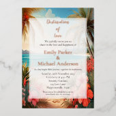 Elegante gouden folie bruiloft uitnodiging (Voorkant)