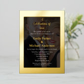Elegante gouden folie bruiloft uitnodiging (Staand Voorkant)