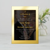 Elegante gouden folie bruiloft uitnodiging (Staand Voorkant)