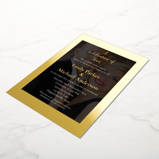 Elegante gouden folie bruiloft uitnodiging (Gedraaid)