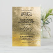 Elegante gouden folie bruiloft uitnodiging (Staand voorkant)