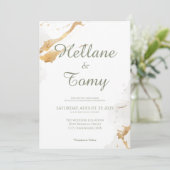 Elegante gouden folie bruiloft uitnodiging (Staand voorkant)