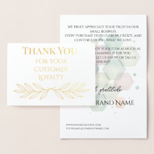 Elegante gouden folie dank u kaart klantenloyalite
