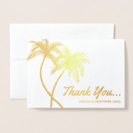 Elegante gouden folie dank u kaarten | palmbomen