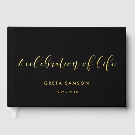 Elegante gouden folie Een viering van het leven be Gastenboek (Voorkant)
