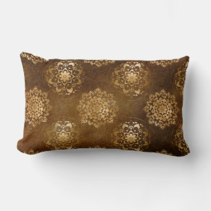 Elegante Gouden Folie en Zwarte Indische Mandala Kussen