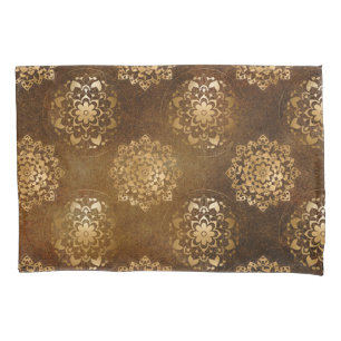 Elegante Gouden Folie en Zwarte Indische Mandala Kussensloop