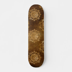 Elegante Gouden Folie en Zwarte Indische Mandala Persoonlijk Skateboard