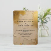 Elegante Gouden Folie Gebarsten Textuur Bruiloftsu Kaart (Staand voorkant)