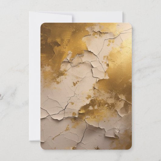 Elegante Gouden Folie Gebarsten Textuur Bruiloftsu Kaart (Achterkant)