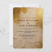 Elegante Gouden Folie Gebarsten Textuur Bruiloftsu Kaart (Voorkant)