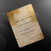 Elegante Gouden Folie Gebarsten Textuur Bruiloftsu Kaart