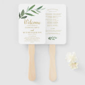 Elegante Gouden Folie Groen Bruiloft Programma's Handwaaier (Voorkant en achterkant)